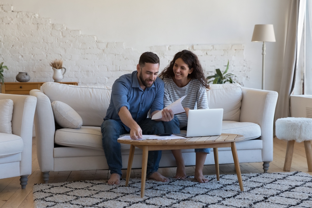 Couple looking at bills together