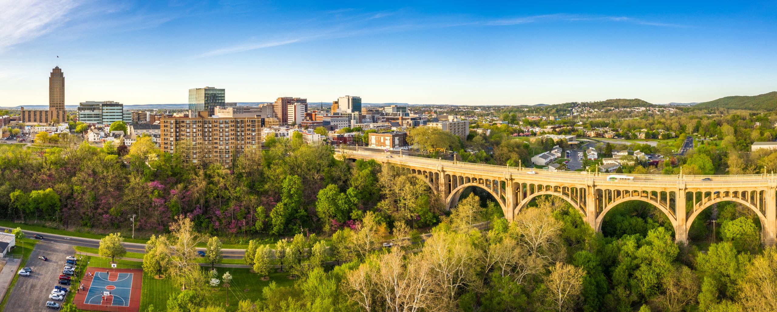 An aerial view of Allentown, PA.