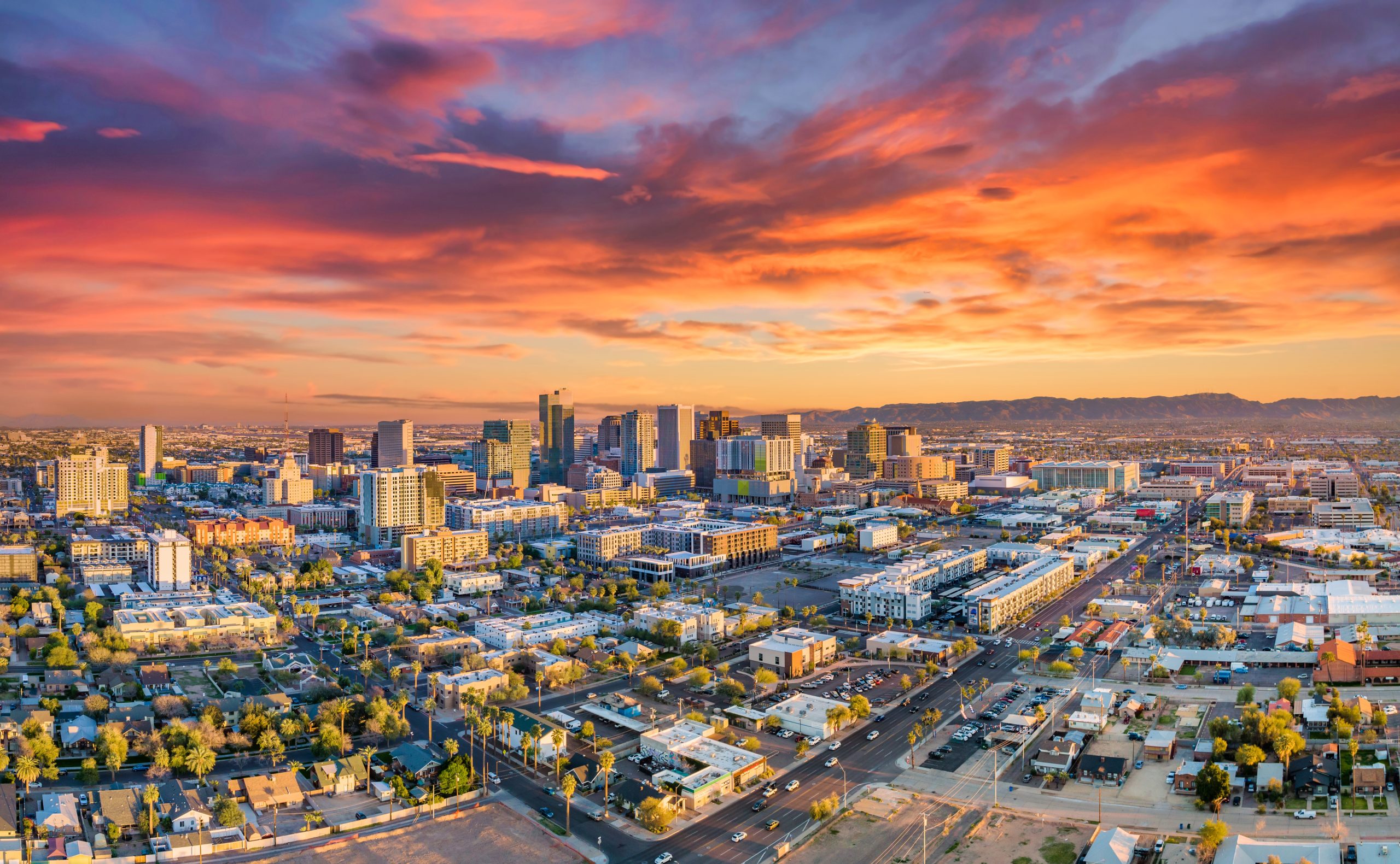 Aerial shot of Phoenix, Arizona.